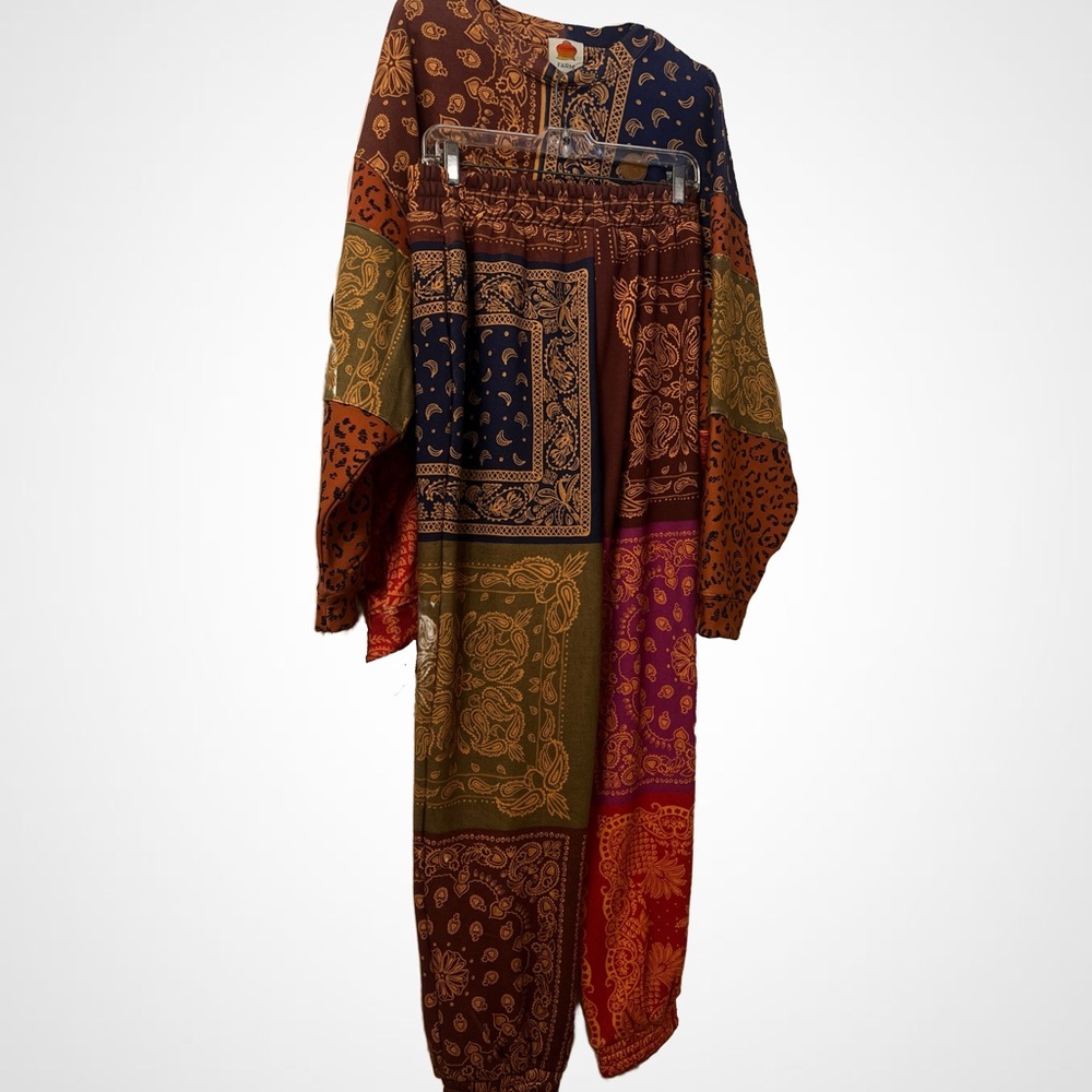 Farm Rio Multicolor Patchwork Joggers - image 4